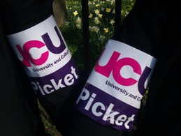Official picket UCU armbands at University of Nottingham during strike day 22nd March 2011