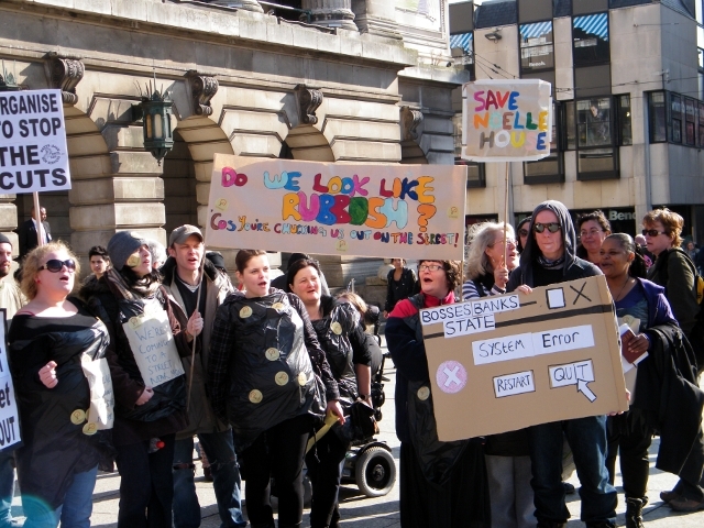 Notts SOS protest on 7th march 2011 Nottingham City Council budget setting day