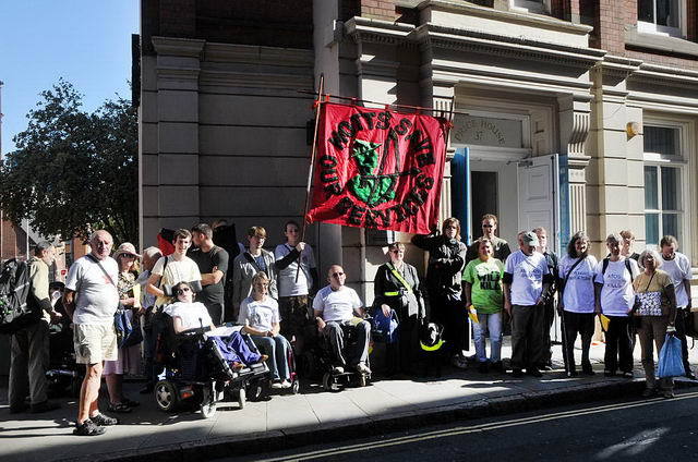 Demonstration near ATOS examination centre on Stoney St. in 2011